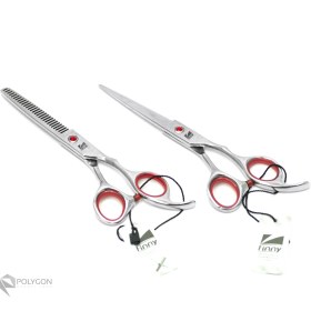 تصویر ست قیچی فینی نقره‌ای تم قرمز (6اینچ) Finny Silver Scissors Set with Red Theme (6 inches)