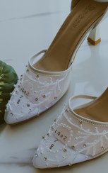 تصویر کفش عروس طرح سلوا - ۷سانت تیز / مشکی / ۳۶ 