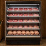 تصویر یخچال گوشت و مرغ روباز ایستاده پرده هوا 