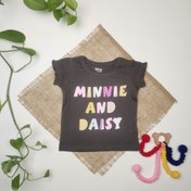 تصویر تیشرت نوزادی دخترانه آستین کوتاه برند disney طرح پرک پرکی نوشته دار طوسی رنگ 