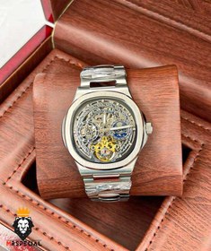 تصویر ساعت مچی مردانه پتک فیلیپ ناتیلوس استیل صفحه اسکلتون اتوماتیک Patek Philippe nautilus 0045 