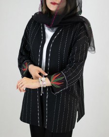 تصویر کت لینن مشکی کوکدوزی 