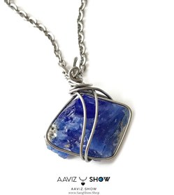 تصویر آویز ابسیدین آبی اسنوفلیک یا برفی نمونه استثنایی و اصل A1209 