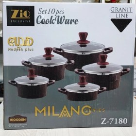 تصویر سرویس قابلمه ۱۰پارچه گرانیتی مارک زیو ترکیه مدل MILANO Z: 7180 10-piece granite pot set, Mark Ziv, Türkiye, MILANO Z model: 7180