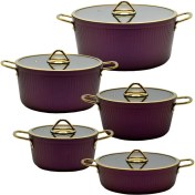 تصویر سرویس قابلمه یونیک فلورانس بادمجانی 10 پارچه UN-8405 Unique Florence Eggplant Pot Set 10 Pieces UN-8405