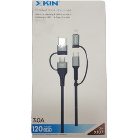 تصویر کابل 4 کاره ایکس کین مدل X107 X-KIN braided 4 in 1 data cable