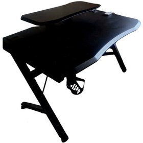 تصویر میز کامپیوتر مدل ht2025 Gaming Desk RGB Black مبلمئنسرا مدل 208605 