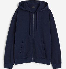 تصویر هودی زیپ‌دار با فیت راحت برند H&M Relaxed Fit Zip-Through Hoodie