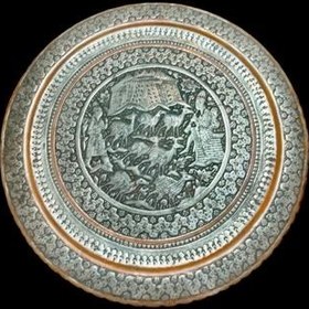 تصویر سینی قلمزنی مسی قلمزنی قلم زنی عشایر چوپان دکوری 