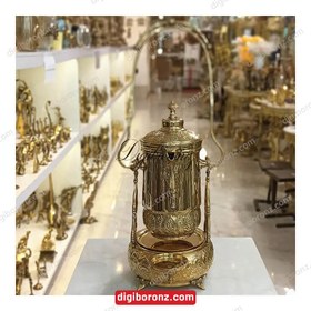 تصویر کتری برنجی برنزی هندی وارمری منقل دار بزرگ Large brazier Indian warmer brass kettle