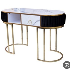 تصویر میز ناخن فورتیک پایه طلایی دررنگ بندی سفید ومشکی تگ نفره ۱۲۰ 