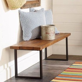 تصویر نیمکت چوب و فلز صنوبر 