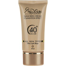 تصویر کرم ضد آفتاب رنگی مدیسان مدل Ultra Light Beige SPF40 ، مناسب انواع پوست حجم 30 میلی‌لیتر 