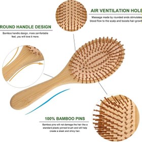 تصویر برس مو چوبی بامبو مستطیل ا Bamboo wooden hair brush Bamboo wooden hair brush