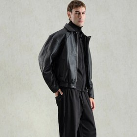 تصویر کاپشن چرم مردانه GIESTO - مشکی 