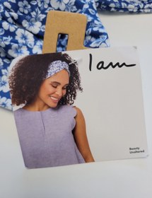 تصویر هدبند نخی گل گلی آبی 