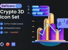 تصویر مجموعه آیکون های سه بعدی کریپتو دفایکون | DeFicons Crypto 3D Icon 