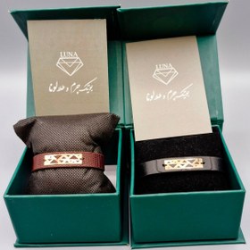 تصویر دستبند ست چرم و طلا 