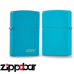 تصویر فندک زیپو اصل کد ۴۹۴۵۴ زیپو لوگو فیروزه ای – Zippo 49454Zl Turquoise 