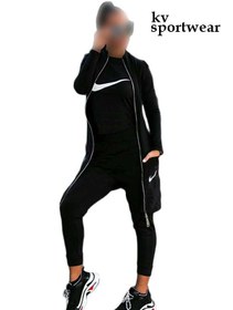 تصویر ست مانتو شلوار کراپ آستین بلند ورزشی زنانه Nike Nike womens sports long sleeve crop pants set