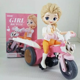 تصویر ربات دختر موتور سوار تکچرخ زن موزیکال GIRL BICYCLE MUSICAL TOY _ 151