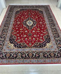 تصویر فرش دستباف جفت نه متری کاشان (نقشه لچک ترنج لاکی) 