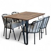 تصویر میز نهارخوری فلز و چوب مدل لیام مناسب ۴ نفر 