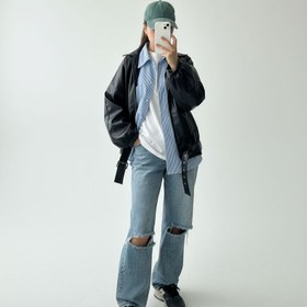 تصویر جکت چرم مشکی 