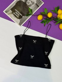 تصویر کراپ بند ماکارون - مشکی 