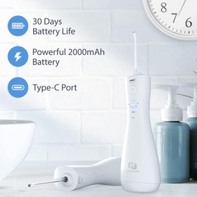 MySmile Powerful Cordless Water Dental Flosser, Portable Oral Irrigator with OLED Display 5 Modes 8 Replaceable Jet Tips, Black