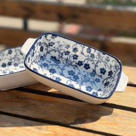 تصویر مرغ خوری دسته دار کوچک دنی هوم طرح گل سرمه ای / BA25 