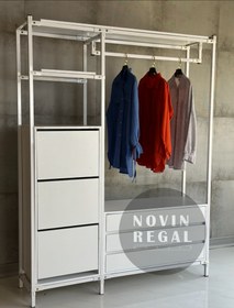 تصویر رگال لباس ۳کشو به همراه جاکفشی - گردویی / مشکی / سفید 