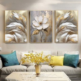 تصویر تابلو دکوراتیو سه تیکه مدرن طرح پتینه 