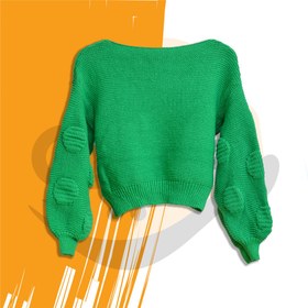 تصویر کراپ بافت آستین پفی Knitted crop