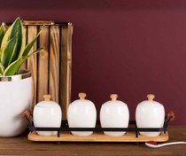 تصویر جا ادویه ۴ تایی بن‌چاینا با زیره چوبی ریور کد 08-9652 