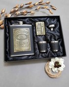 تصویر ست بطری جیبی چرم فندک دار جک دنیلز Jack Daniels Leather Pocket Bottle with Lighter Set