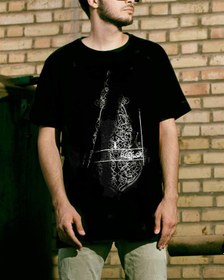 تصویر ​تی شرت لانگ مردانه یقه گرد نخی سرو مشکی Oneway 