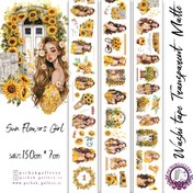 تصویر واشی استیکر شفاف دختر آفتابگردان 