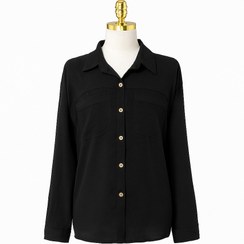 تصویر شومیز شانتون مشکی (فری‌سایز، سبک و راحت) 