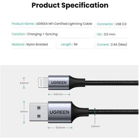 تصویر کابل 1 متری تبدیل USB به لایتنینگ یوگرین مدل US199 ا Ugreen US199 USB to Lightening 1m Charging Data Cable Ugreen US199 USB to Lightening 1m Charging Data Cable