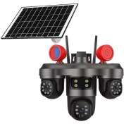 تصویر دوربین مینی اسپیددام ۳موتوره(هر دوربین یک موتور مجزا)3ptz, سیمکارتی,سولار,خورشیدی,3 لنز,15مگاپیکسل V380 PRO CT36 