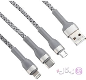 تصویر کابل شارژ ریمکس USB سه سر اصل 