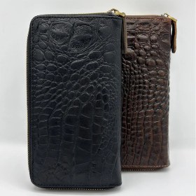 تصویر کیف پول دو زیپ قهوه ای کروکو ونتو 