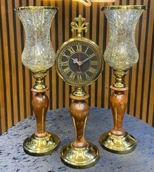 تصویر ست ساعت و شمعدان رومیزی آنتیک 