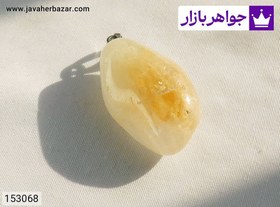 تصویر آویز سنگ سیترین شفاف و زیبا همراه بند چرمی کد 153068 