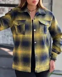 تصویر شکت پاییزه چهارخونه زنانه مدل Hoda -1