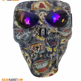 تصویر فیس طرح اسکلت موتور سواری | کد 15 motorcycle face glasses | Skeleton design code 15