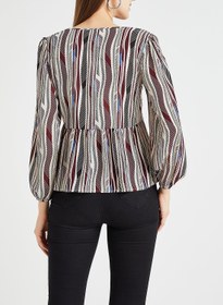 تصویر بلوز راه‌راه چند رنگ با حاشیه گلدوزی شده برند jacqueline de yong Embroidered Trim Striped Blouse Multicolour