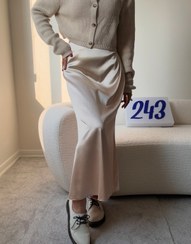 تصویر دامن ساتن کرم شامپاینی 