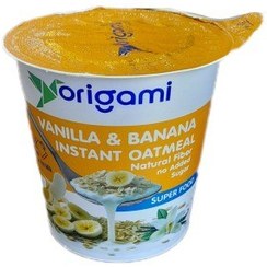 تصویر غلات صبحانه 55 گرم لیوانی جو دوسر و موز خشک و خرما اوریگامی 